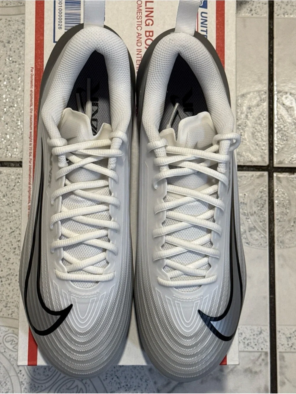 New Nike Vapor Speed 3 Football Cleats White Grey Silver Mens Size 10 FB3303-100